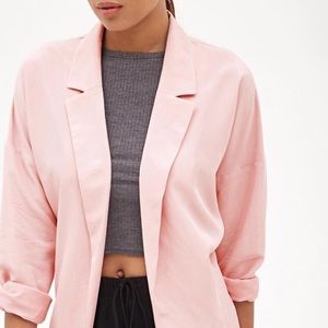 Open-Front Boyfriend Pink Blazer